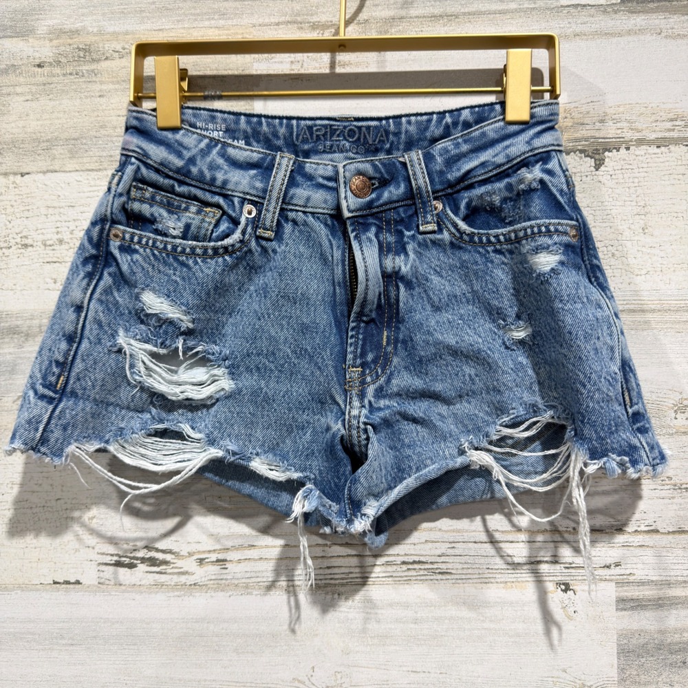 Arizona Jean Co Denim Shorts Women 0 Blue Distressed Hi-Rise Festival EUC
